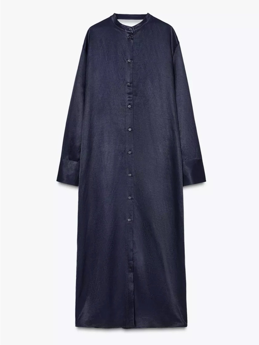 Zara Navy Blue Long Button-Front Maxi Dress